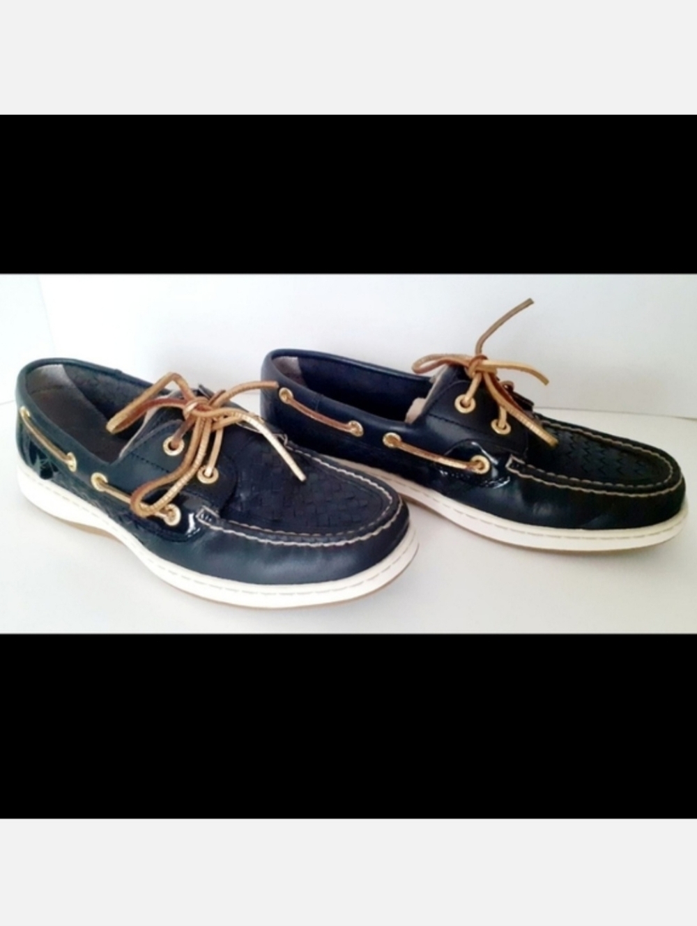 Sperry Women's Size 6.5 - Top Sider Bluefish Black Woven Boat Shoes with box